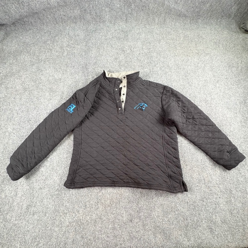 NFL Carolina Panthers‎ Quilted Pullover Womens L Black PSL Owner Snap Neck